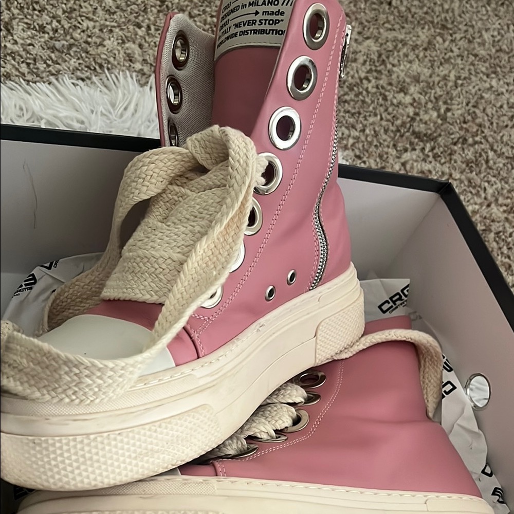 Trendy Pink High-Top Sneakers